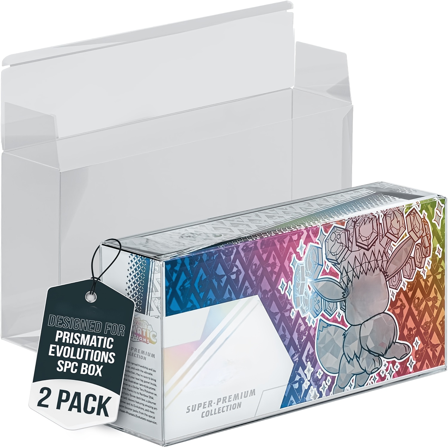 TEMU 2pcs Prismatic Evolutions Spc Plastic Protector - 0.7mm Extra Thick Display Case - Compatible With Prismatic Evolutions Collection Box (2pcs)