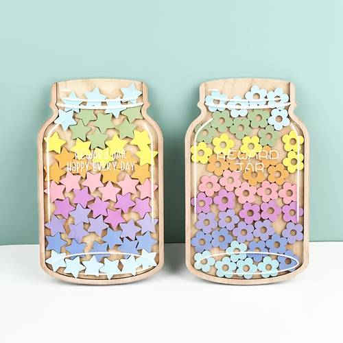 a set of star reward jars with 45 stars or flowers student prizes featuring vibrant floral designs serving as positive behavior incentives and essential management tools for educators and classroom supplies for student recognition
