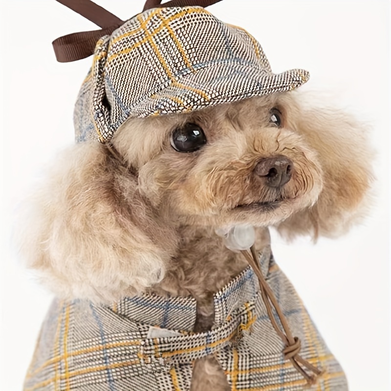 

Cute Plaid Cape With Hat, Dog Clothes, Pet Costume