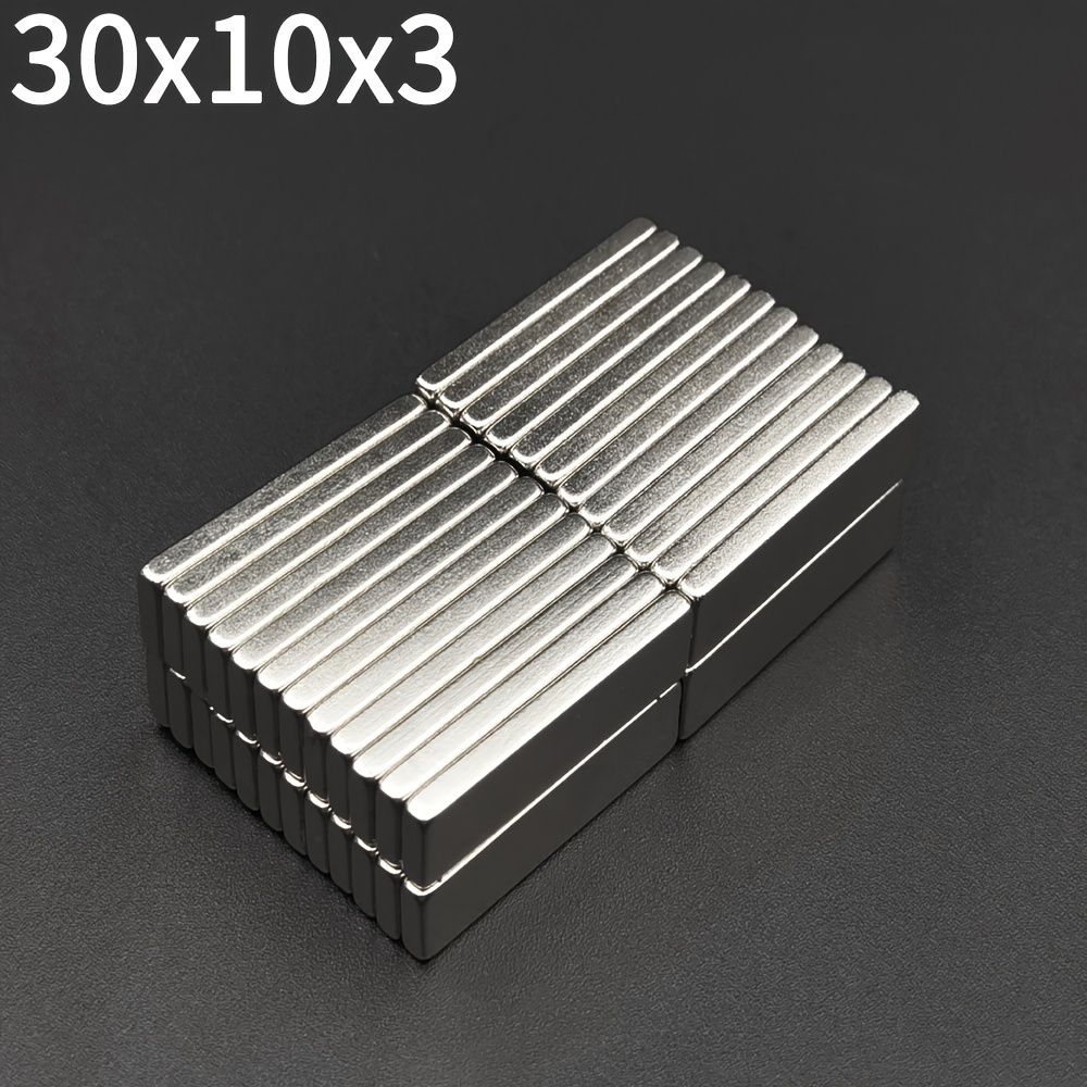 TEMU Imán permanente de bloque 30x10x1/2/3mm Imanes de neodimio N35 rectangular para refrigerador