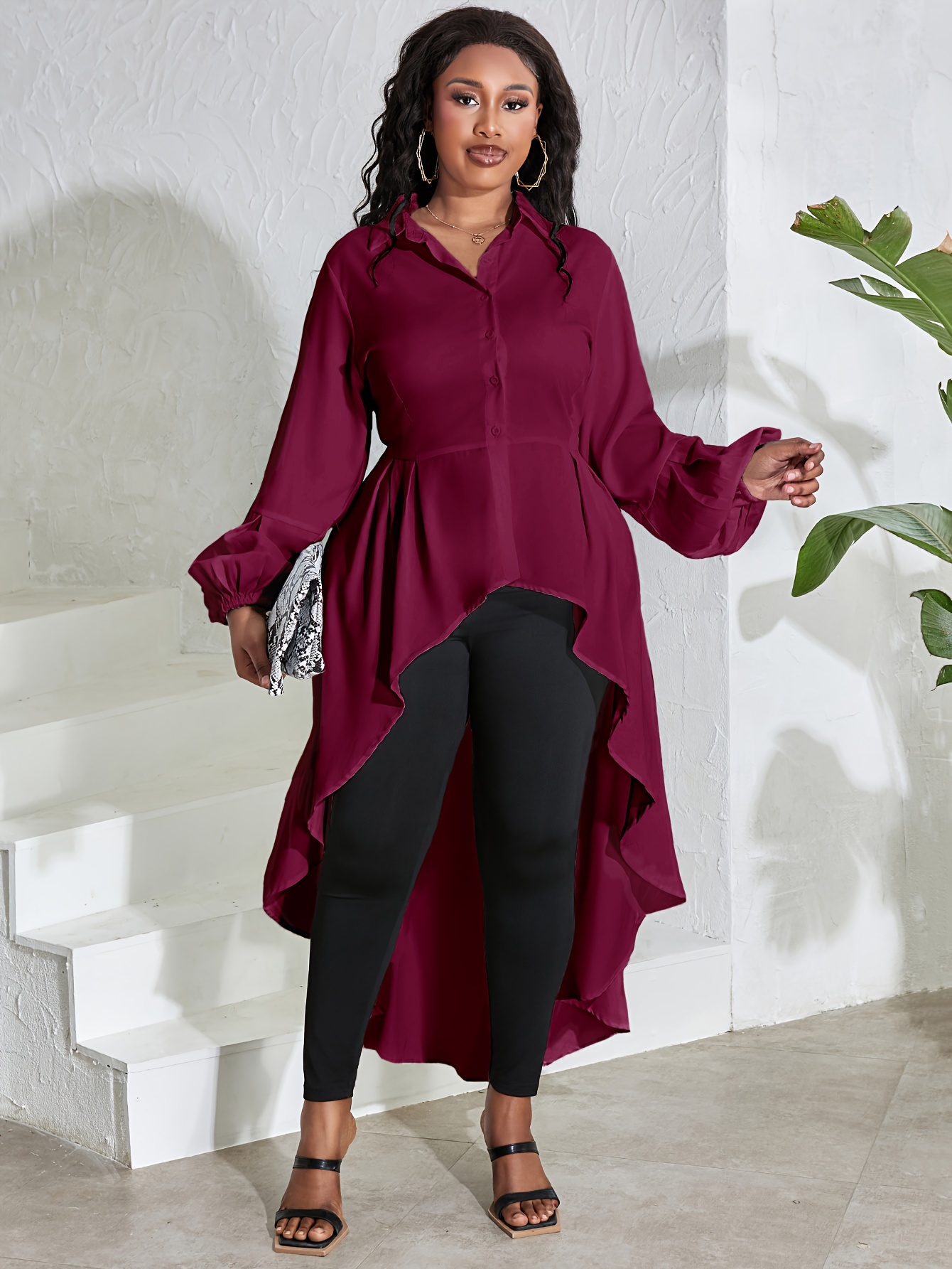 black high low shirt plus size