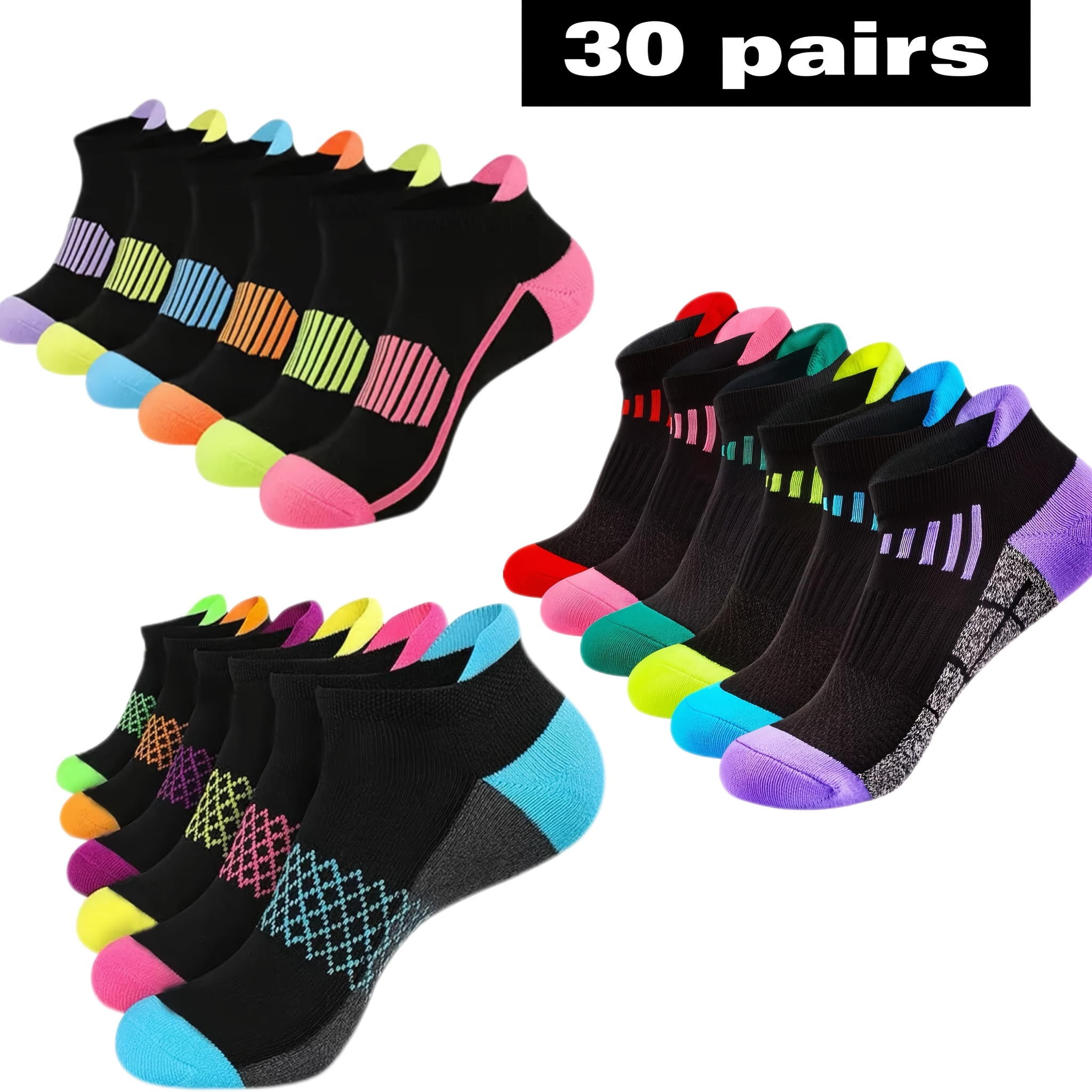 E-shop Paar Dunkle Farben Mehrfarbige Frühling/Sommer Outdoor Lauf- Basketballsocken, Leicht Atmungsaktiv Schweißabsorbierend Hoch Elastisch, Langlebig