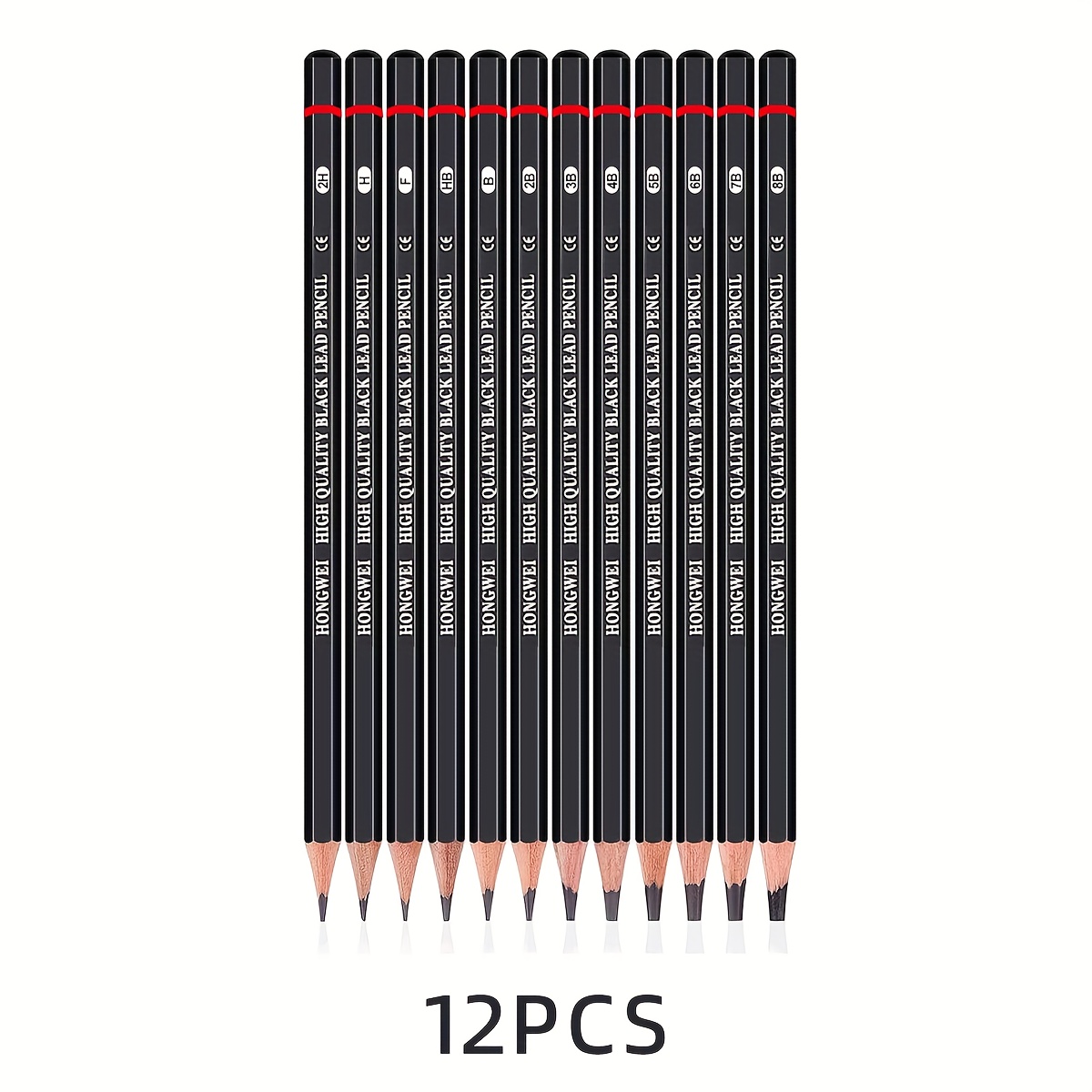 12pcs Professional Sketch Pencil Set - High-quality Durable Wood, Hexagonal Grip And Gradual Hardness (2h To 8b) - Suitable For Artists And Beginners