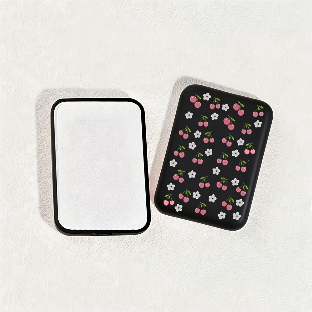 TEMU Pink Cherry Flower Pattern Battery Case Suitable For External Battery Protective Cover, For Iphone Portable Power Bank, Frosted Protective Case