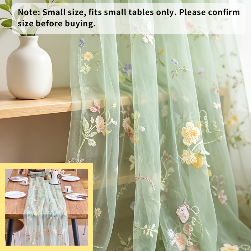 TEMU Handcrafted Sage Green Tulle Fabric Suitable For Wedding Veils, Chair Backdrops & Tablecloths - Vintage Floral Embroidery With Mesh, Bridal Veil