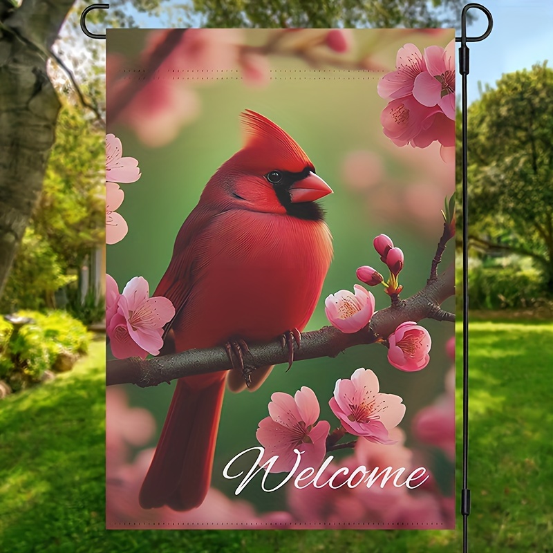 

1pc, Red Birds Home Decorative Garden Flag Outdoor Small Burlap House Flag Double Sided Waterproof Vertical Flag 12*18inch