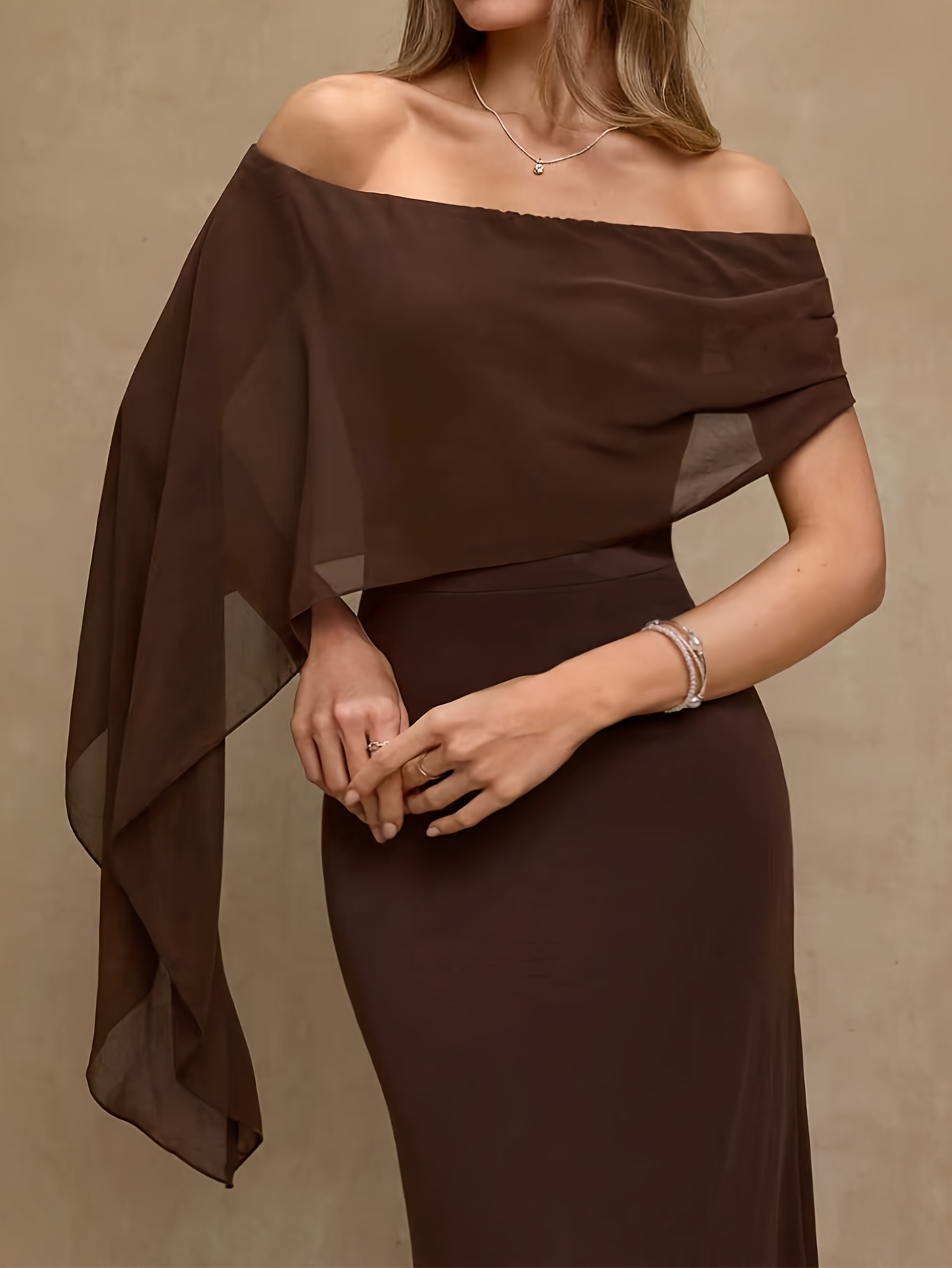 flowy blue hoco dress Solid Off-The-Shoulder Maxi Dress main image 0