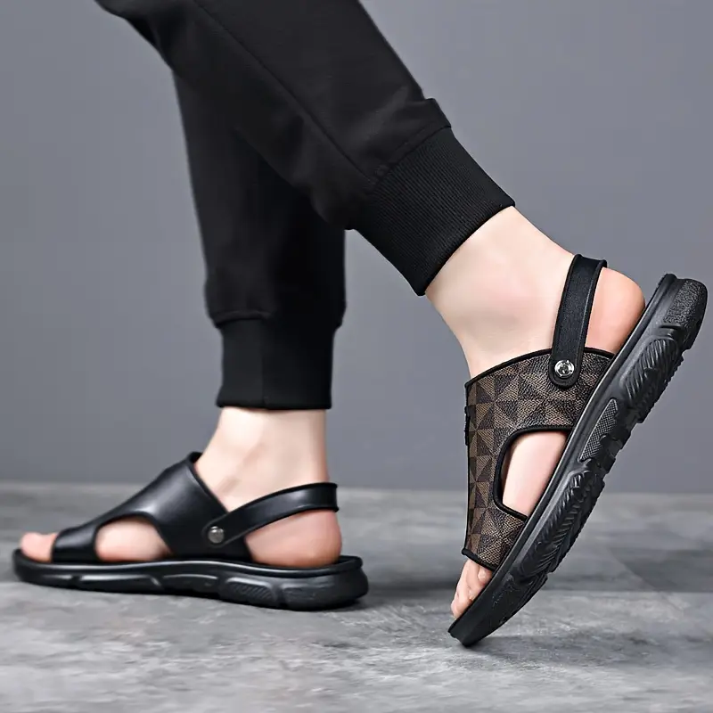 mens trendy open toe breathable sandals comfy non slip casual durable soft sole slippers for mens outdoor activities shop the latest trends details 3