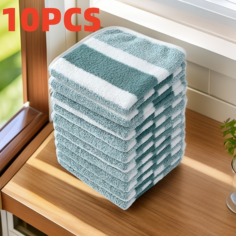 TEMU 10 stuks - Willekeurige kleuren - 11.02 x 11.02 inch breed gestreepte fleece vierkante sjaal