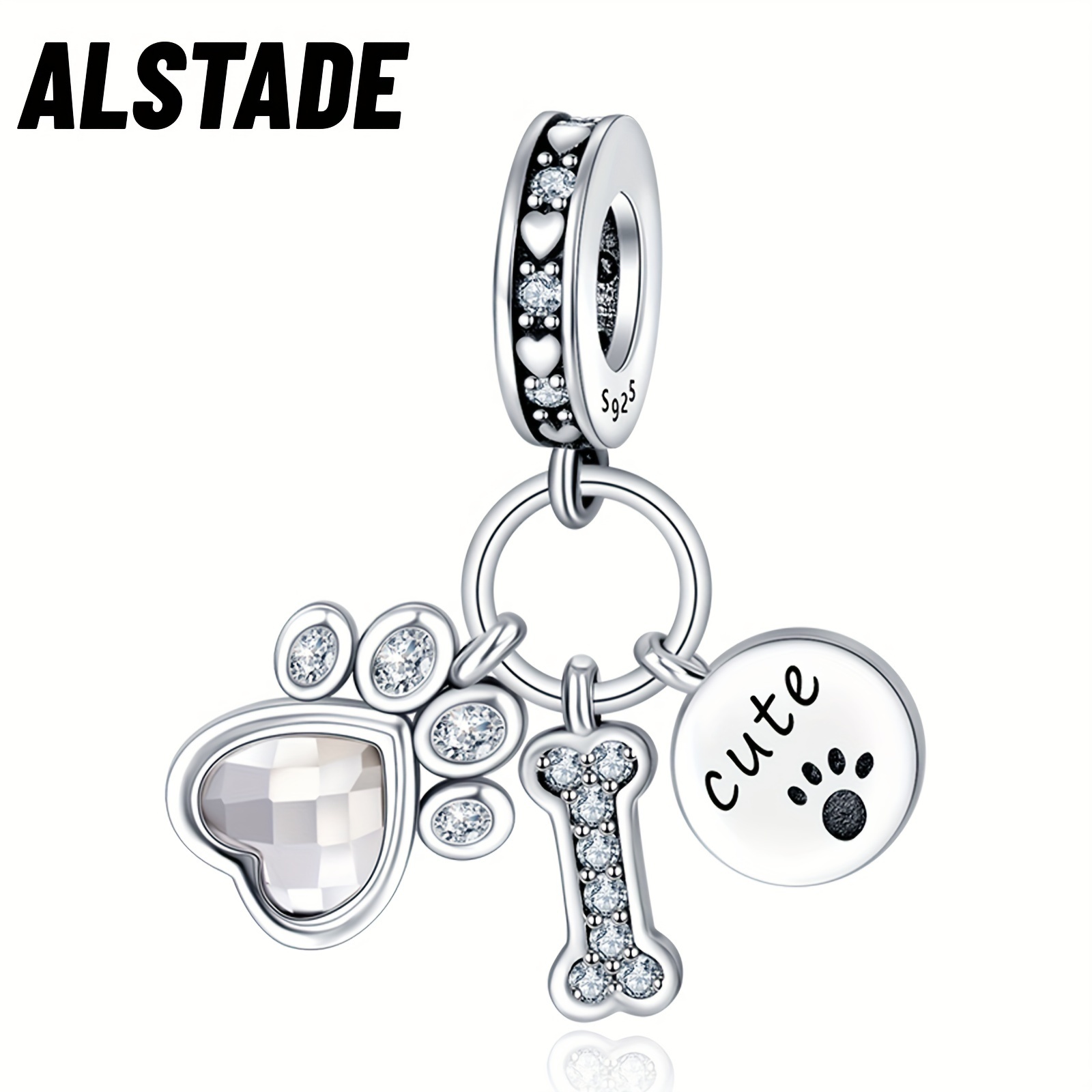 

S925 For Bracelets Pet Dog Paw Bone Dangle Charm Pendant Fit Bracelets Necklace Luxury Gift Making