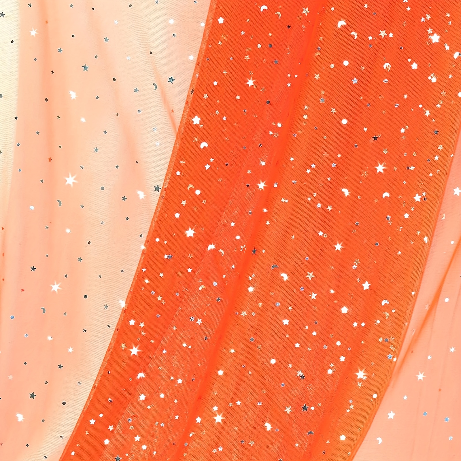 TEMU 59" X2 Yards Sequin Tulle Fabric- Star And Moon Laser Sequins Tulle, Tulle Fabric Sequin For Diy Christmas Party Decor Tutu Skirt Wedding