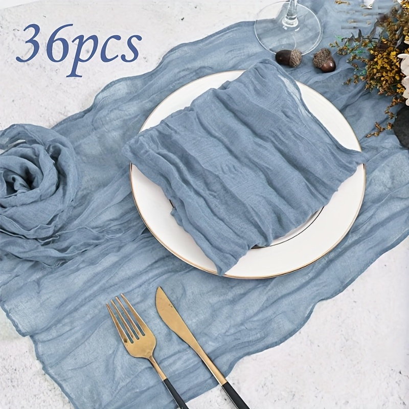 Image of 24/36pcs Of Gauze Napkins, 17.7x 17.7 Inches Decorative Napkins, Suitable For Weddings, Celebrations, And Restaurant Decor (gray-blue)