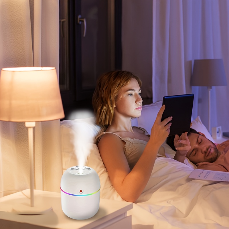 USB-Powered Humidifier - Modern White Design with Colorful Accents, Ideal for Bedroom, Living Room, Desk, and Car - Enhances Ambiance with Soft Glow, Bedroom Humidifier | Modern Humidifier | USB Powered Device, Humidifier for Home