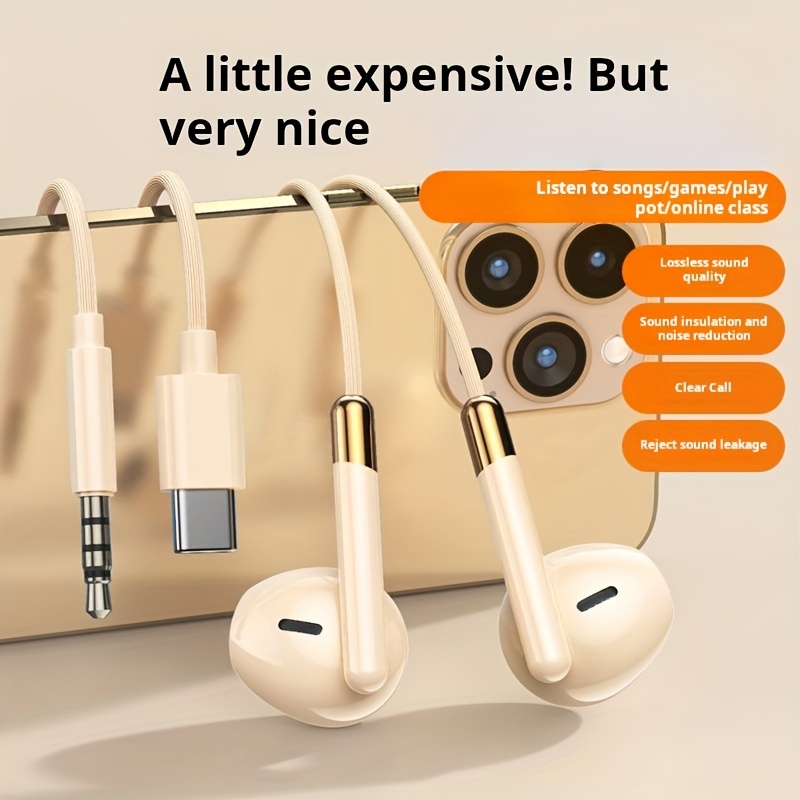 

High-quality Wired Earphones: Supports Mobile, Pc, Gaming, Karaoke, With Mic, 3.5mm & Type-c Compatible, High , Hifi Sound, Suitable For Exercise, Gift For Lovers, Stylish Design