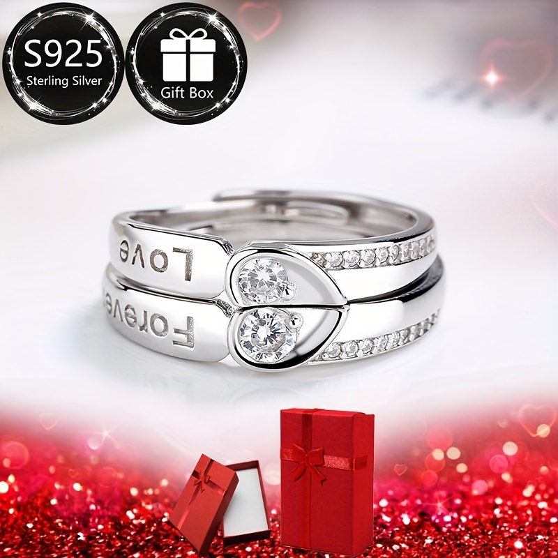 Openwork Love Shape 925 Silver Wedding Ring