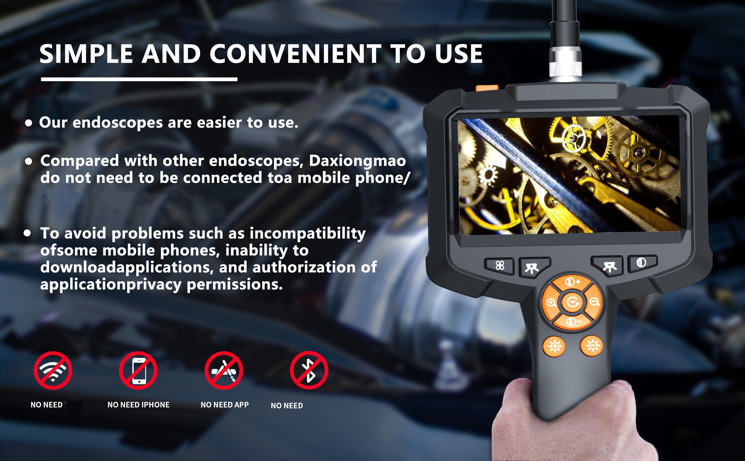 16.5ft Borescope Camera With Light, 4.3"/2.4" Endoscope Camera With Light, IP67 Waterproof Endoscope, 1080 HD Inspection Camera, Snake Camera, Endoscope Camera Gadgets For Men 15