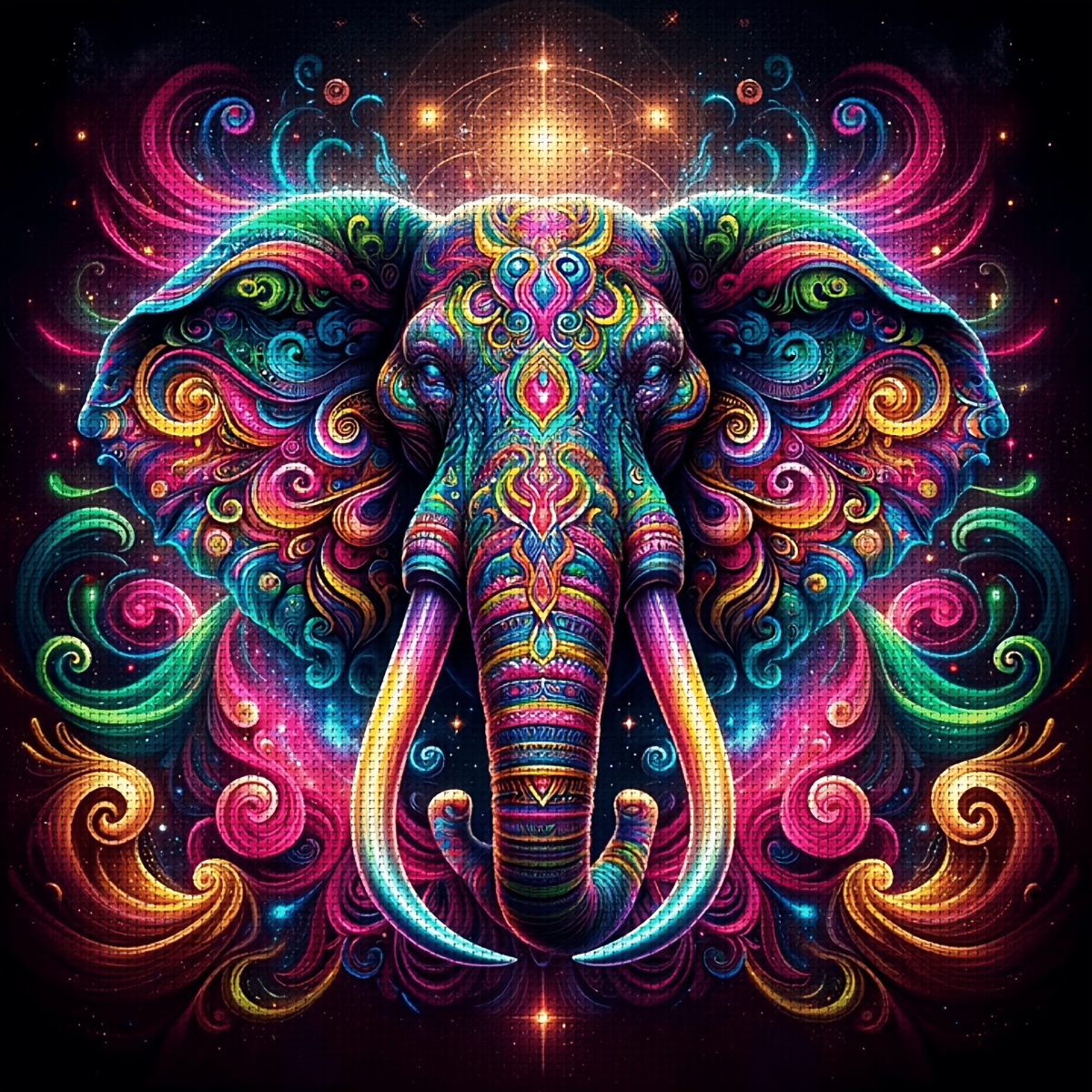 11CT/14CT Stamped Cross Stitch Kit, Elephant Design