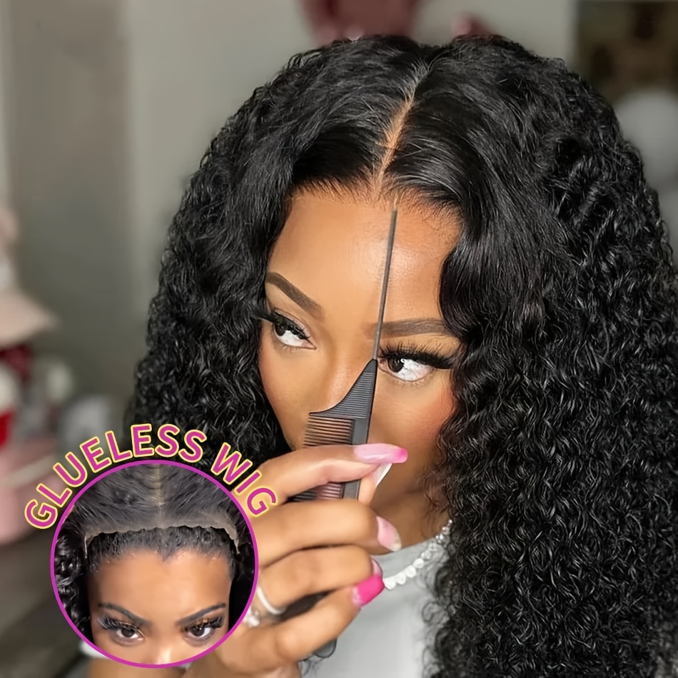 Glueless Curly Human Hair Wig 5x5 Lace Front Pre-Plucked Pre-Cut s-l400.jpg main image 3