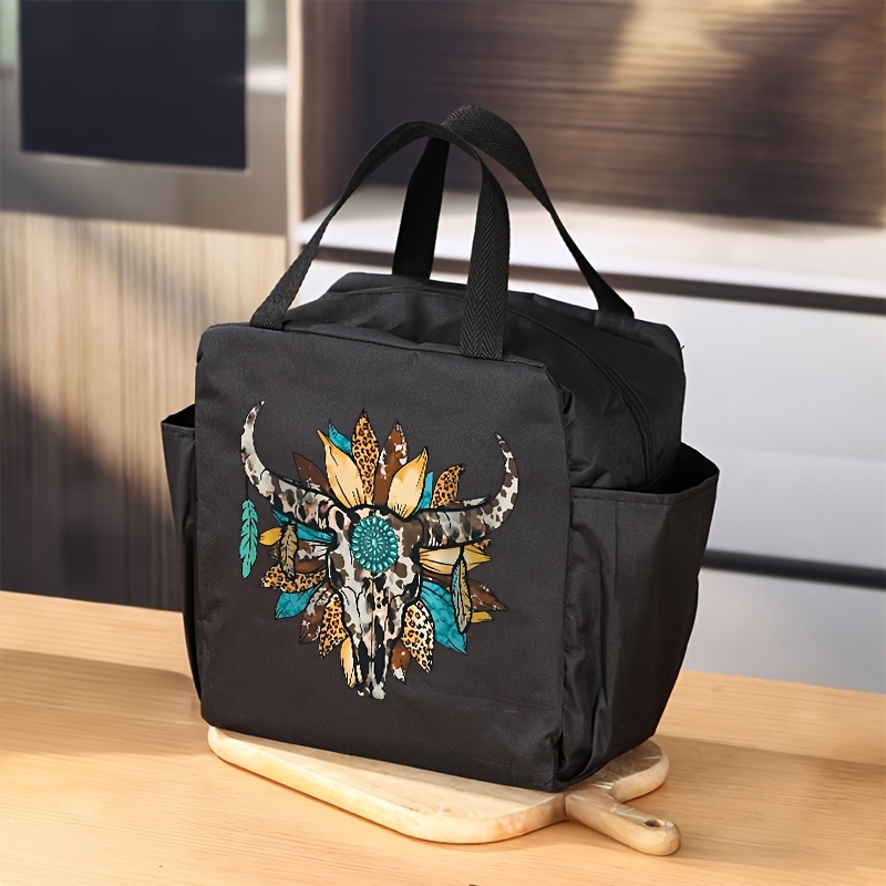 TEMU 1pc Easter Insulated Lunch Bag Pattern - Wild With Feathered Design Portable Thick Cooler Lunch Bag, Non Food Contact, Portable Large Capacity