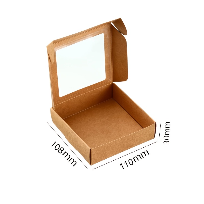 TEMU 20pcs 4x4 Inch Paper Gift Boxes With Clear Pvc Window, Foldable Storage Boxes For Small Items, Jewelry, Handmade Crafts, Party Favors