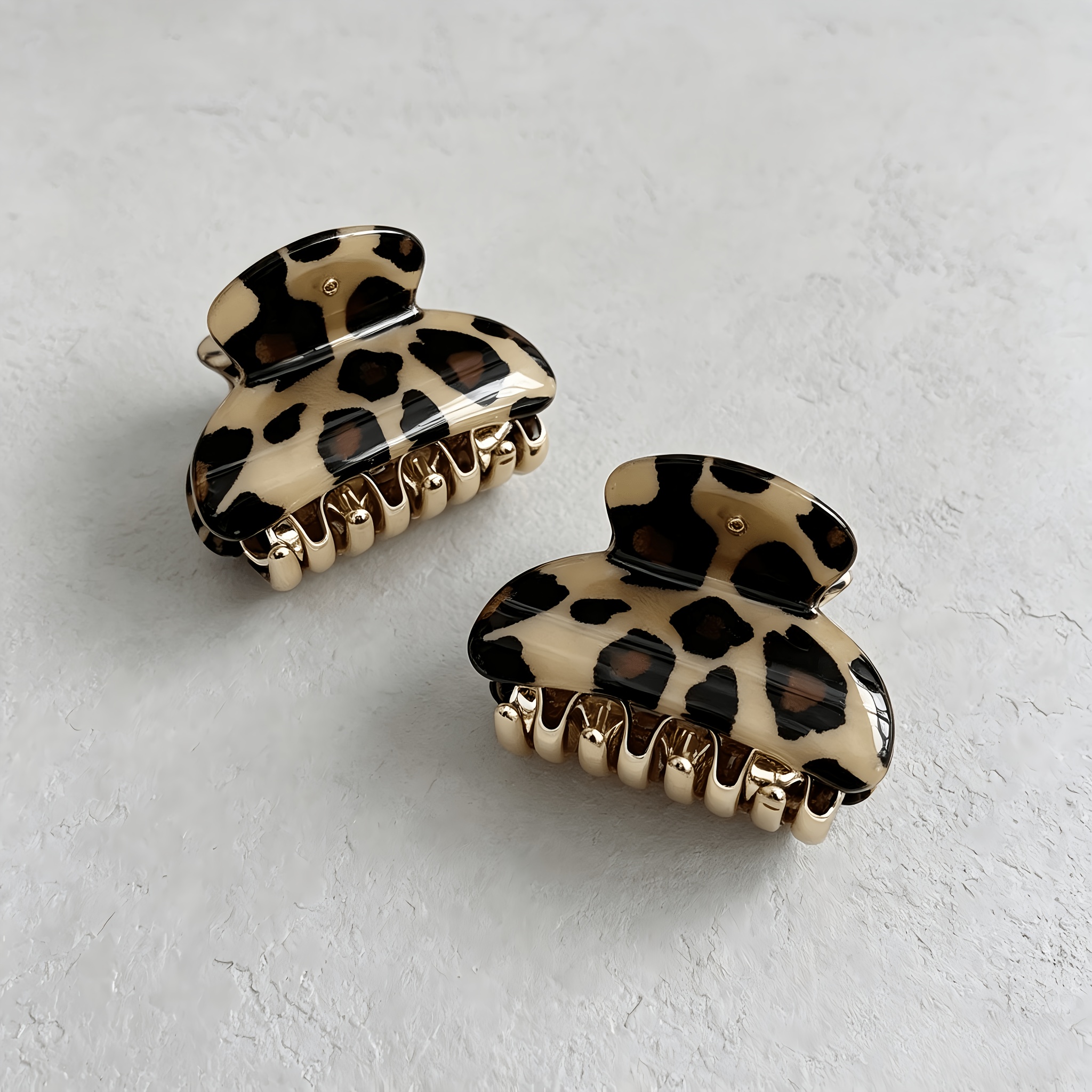 TEMU 2 Korean Leopard Print Acetate Claw Clips, Elegant And Cute Headwear For Women, Suitable For Casual Attire And , Valentine's Day Outfits As A