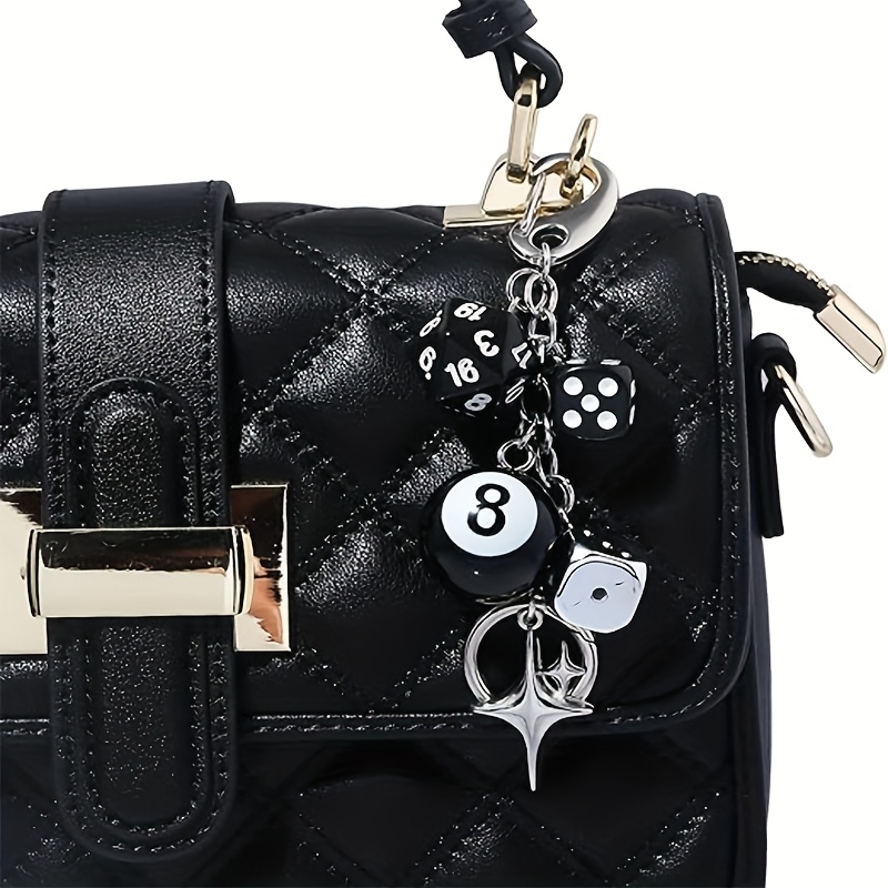 8-Ball Dice Pendant Keychain, Cute Accessory for Bags