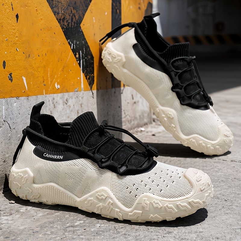 Sneakers, New Summer Men's Breathable Knit Mesh Sock Shoes, Outdoor Sports Hiking Running Shoes, Thick-Soled Wear-Resistant Sneakers for Daily Commuting, Low-Top Trendy Sports Shoes