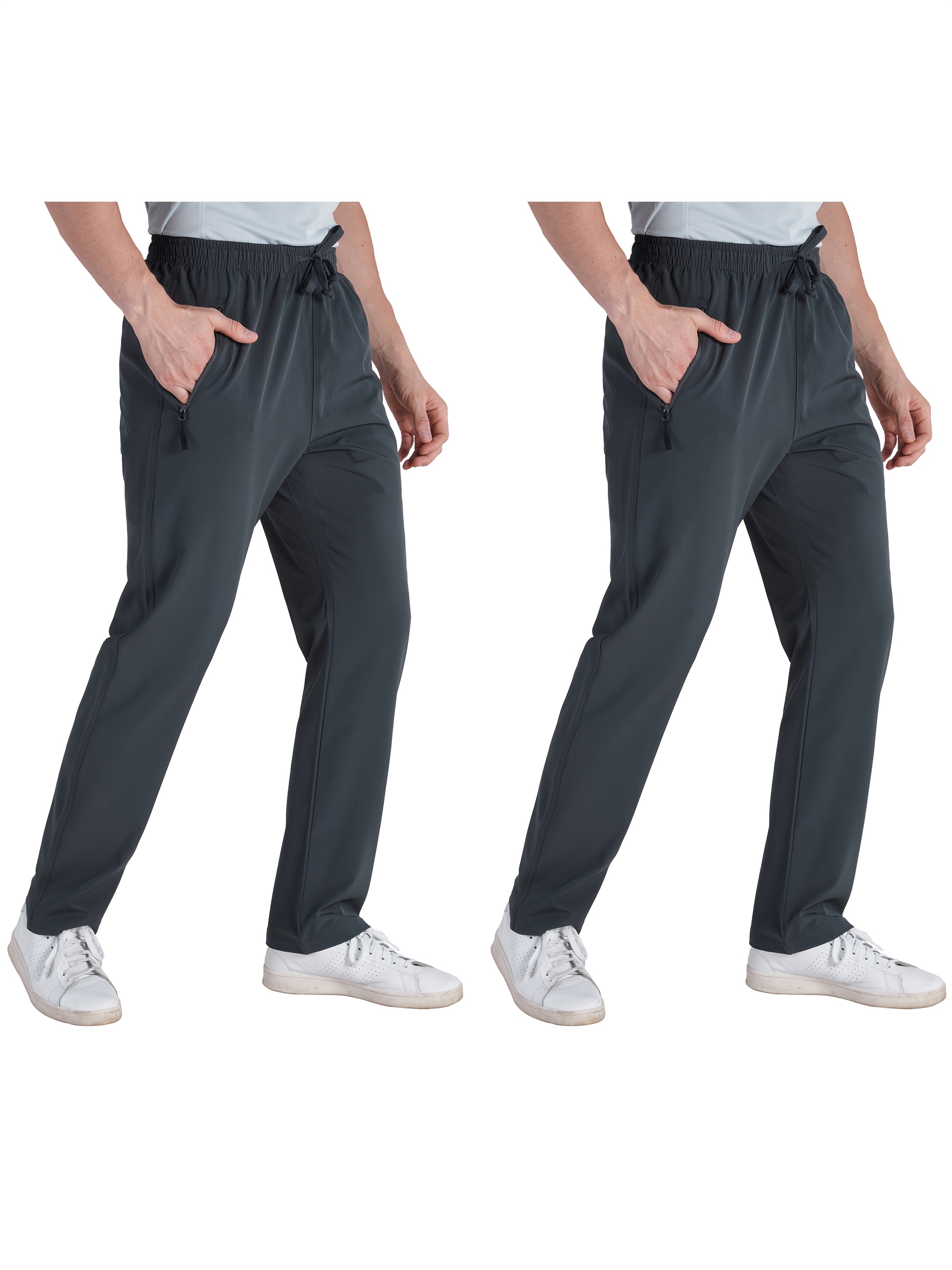 mens fitness jogger pants two pack with elastic waist drawstring suitable for sports and outdoor quick dry pants moisture wicking breathable featuring pockets and drawstrings soft comfortable mens running pants lightweight durable sports pants ice   fiber fabric thin quick dry outdoor pants cp16008