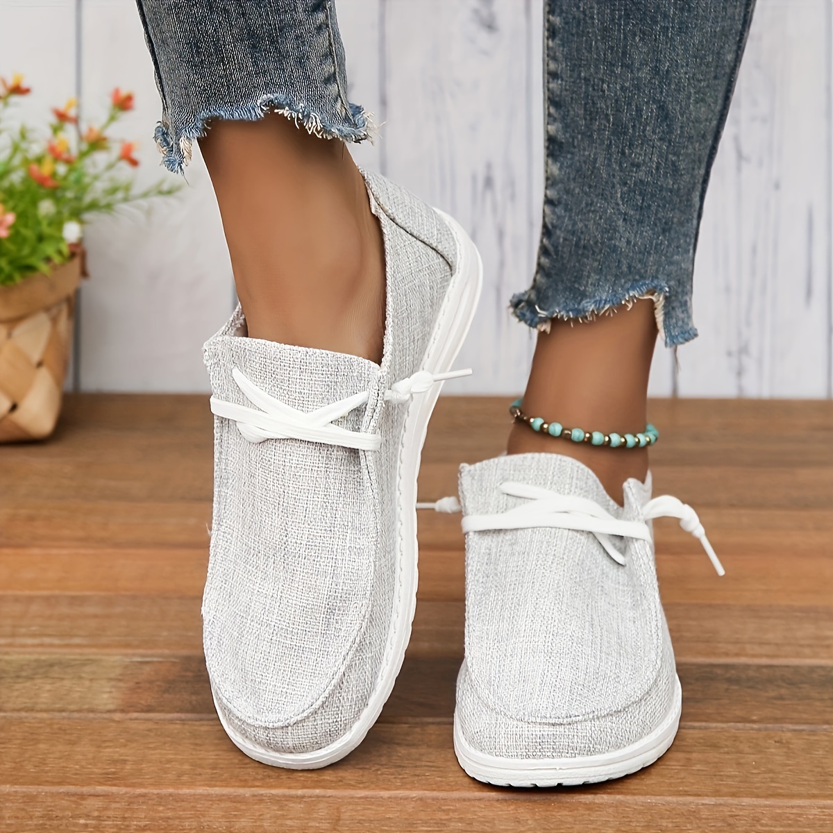 Womens Fashion Canvas Sneakers - Stylish & Comfortable, Round Toe Low Top, Lightweight Walking Shoes for Everyday Wear