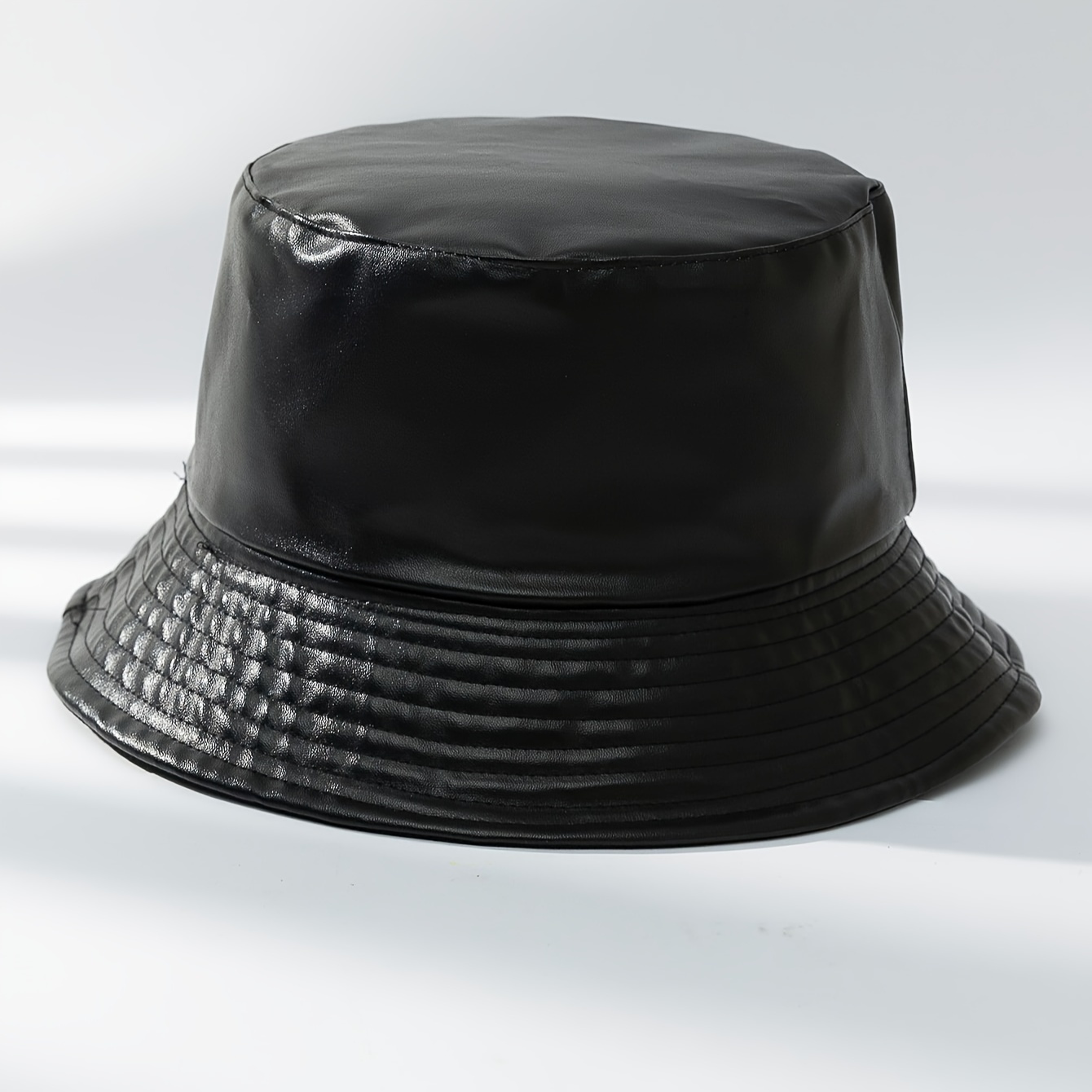 TEMU 1pc Fisherman Hat Unisex Retro All-match Black Double-sided Fisherman Hat Autumn Winter Temperament Hat Sewing Thread Random