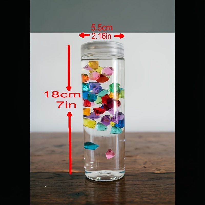 Multi-Coloured Reusable Clear Transparent Sensory Bottles with Round Cap Lids