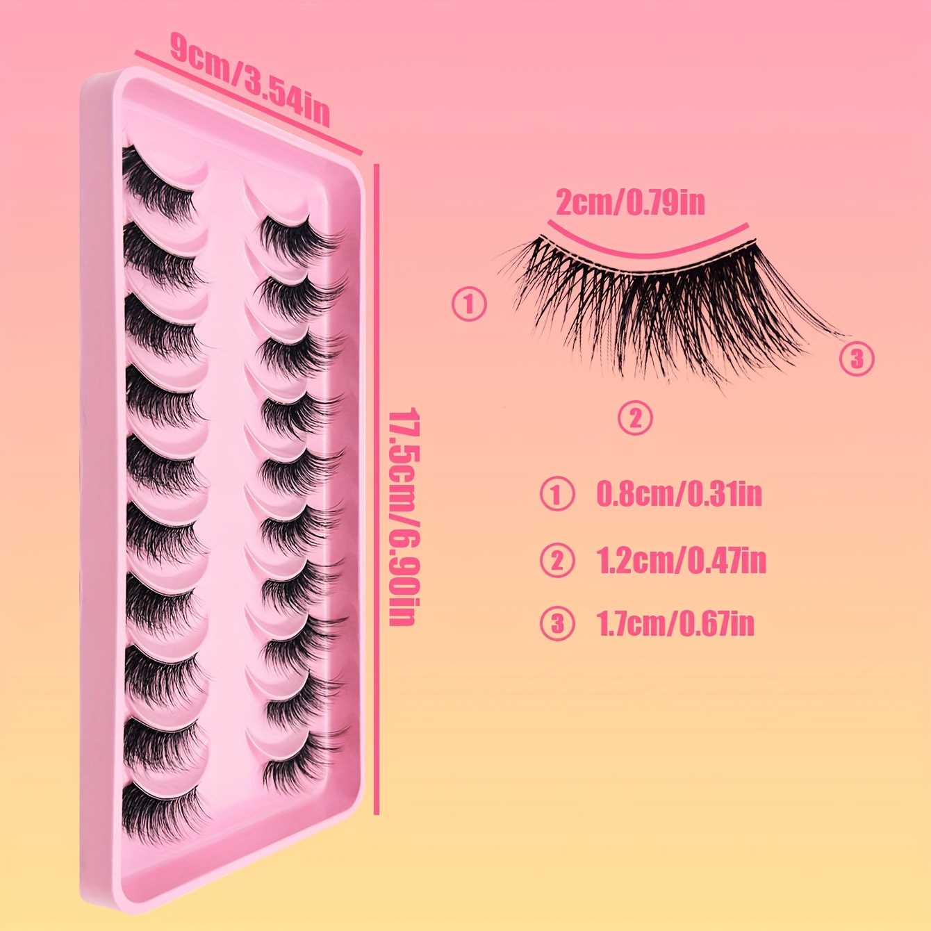 Image of 10 Pairs Goddess Makeup False Eyelashes, 5-11mm Transparent Stem, & End Lengthening And Curling, Reusable For Daily Wear, Dates, Holidays, Parties, Weddings, Work, Eid Al-fitr, Eid , Back To School