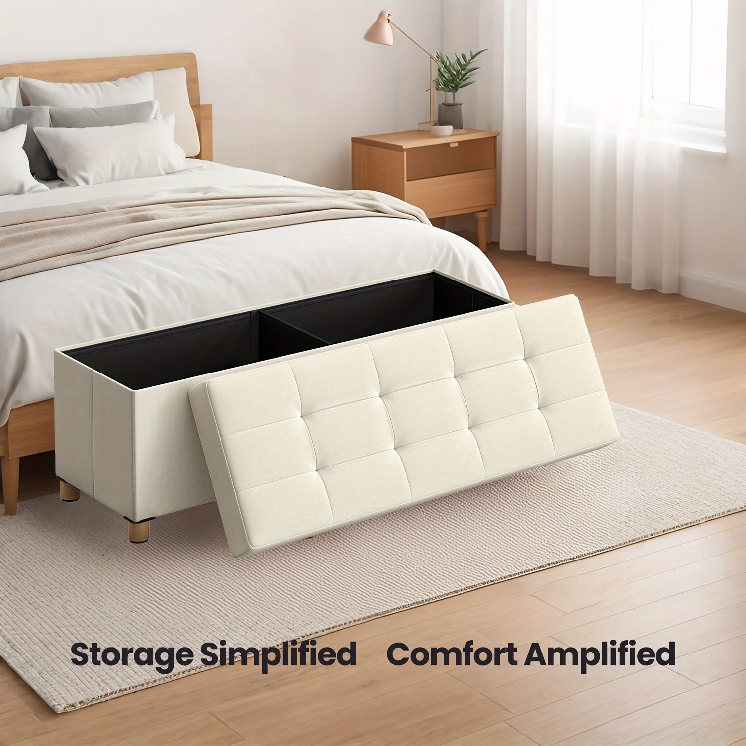 Storage Ottoman, Collapsible Trunk With Legs, Dimensions 38 X 110 X 40 Cm, Footrest For Bed, Storage Seat, To 300 Kg, Suitable For Living Room, Bedroom, And Hallway