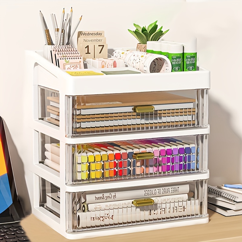 

Tk 6 Drawer Style Desktop Storage Box, Office School Stationery Sorting Shelf, Cosmetics Transparent Storage Cabinet