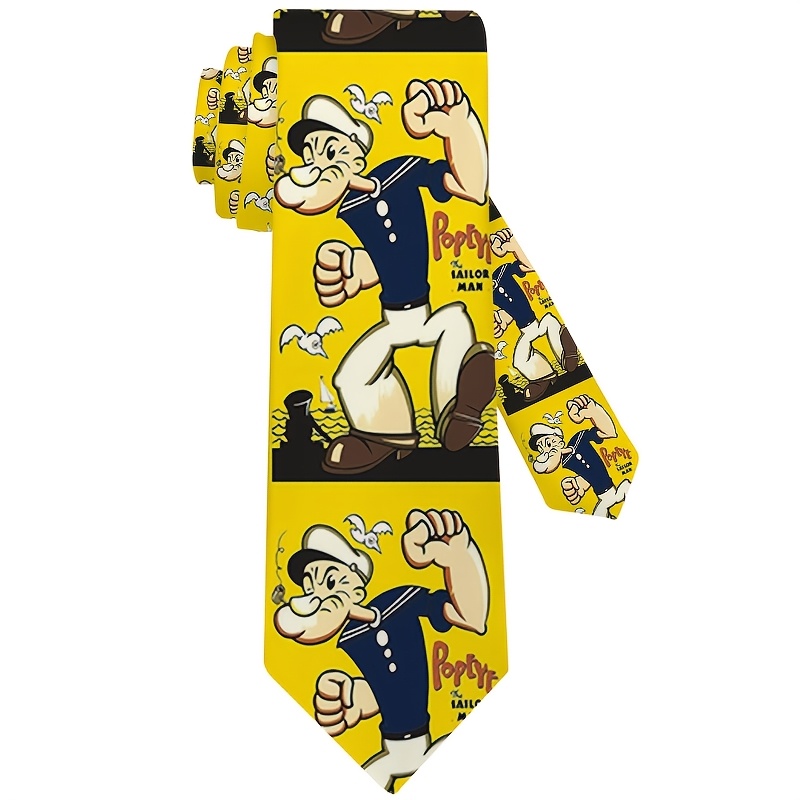 TEMU 1pc Men's Vintage Nautical Sailor Necktie - Suitable For Business Casual & Daily Wear, Machine Washable Comfortable Tie With Sailor Figure