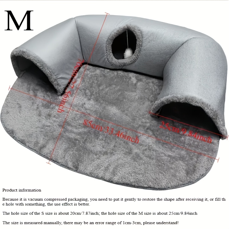 TEMU Interactive Cat Tunnel & Bed With Hideout - Multi-section Tunnel Suitable For Small Pets, Assembly & Washable, Tunnel For Kittens To Play, Hideout For - Pet Bed For Cats And Small Animals