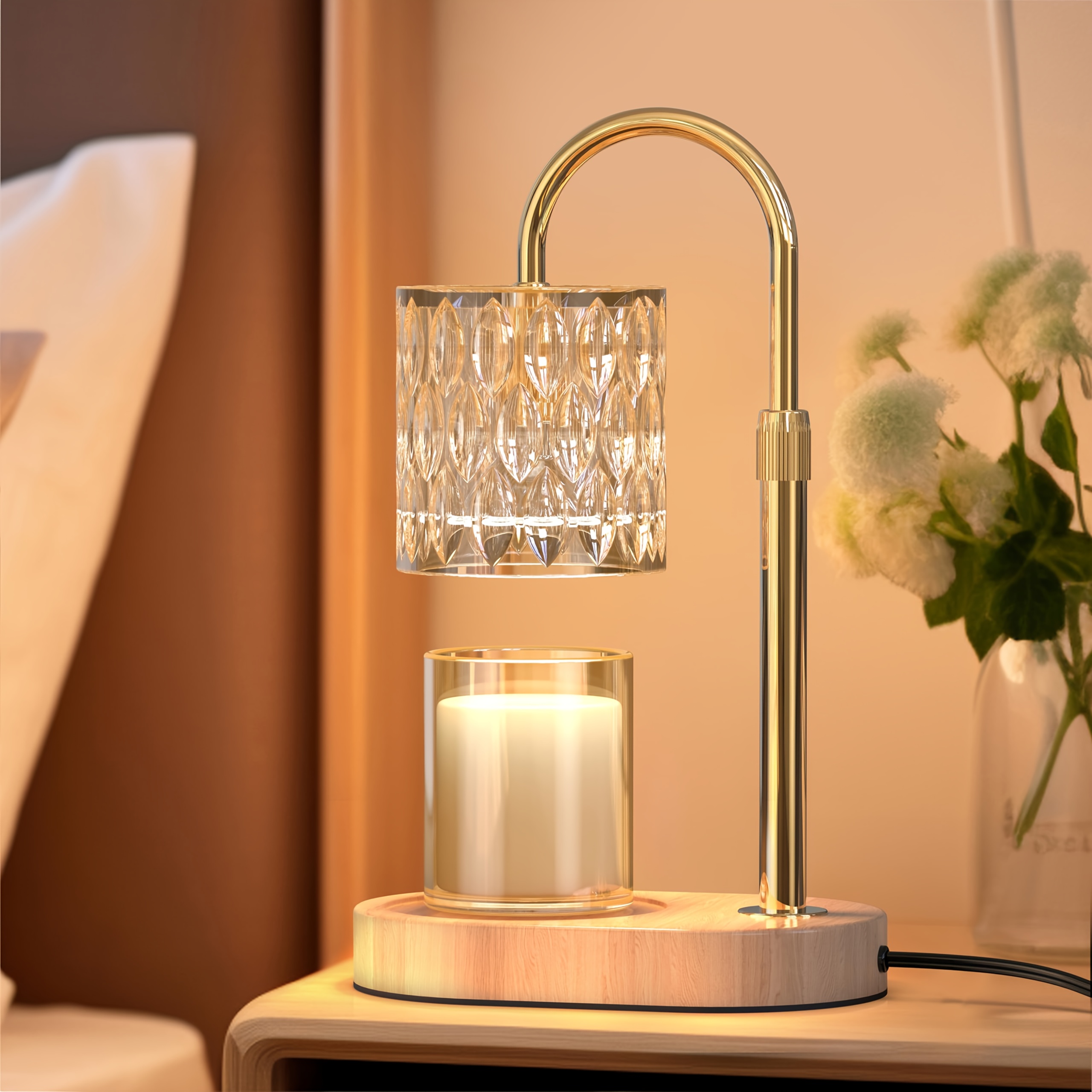 TEMU Glass Candle Heater Lamp, 4-level Dimmer, Timer - Lamp Only (bulbs Not Included)