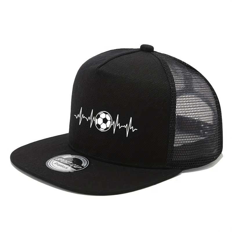 Image of 1pc Stylish Baseball Cap Suitable For Men And Women, Adjustable, Perfect For Summer Outdoor Casual Wear, With Football Print