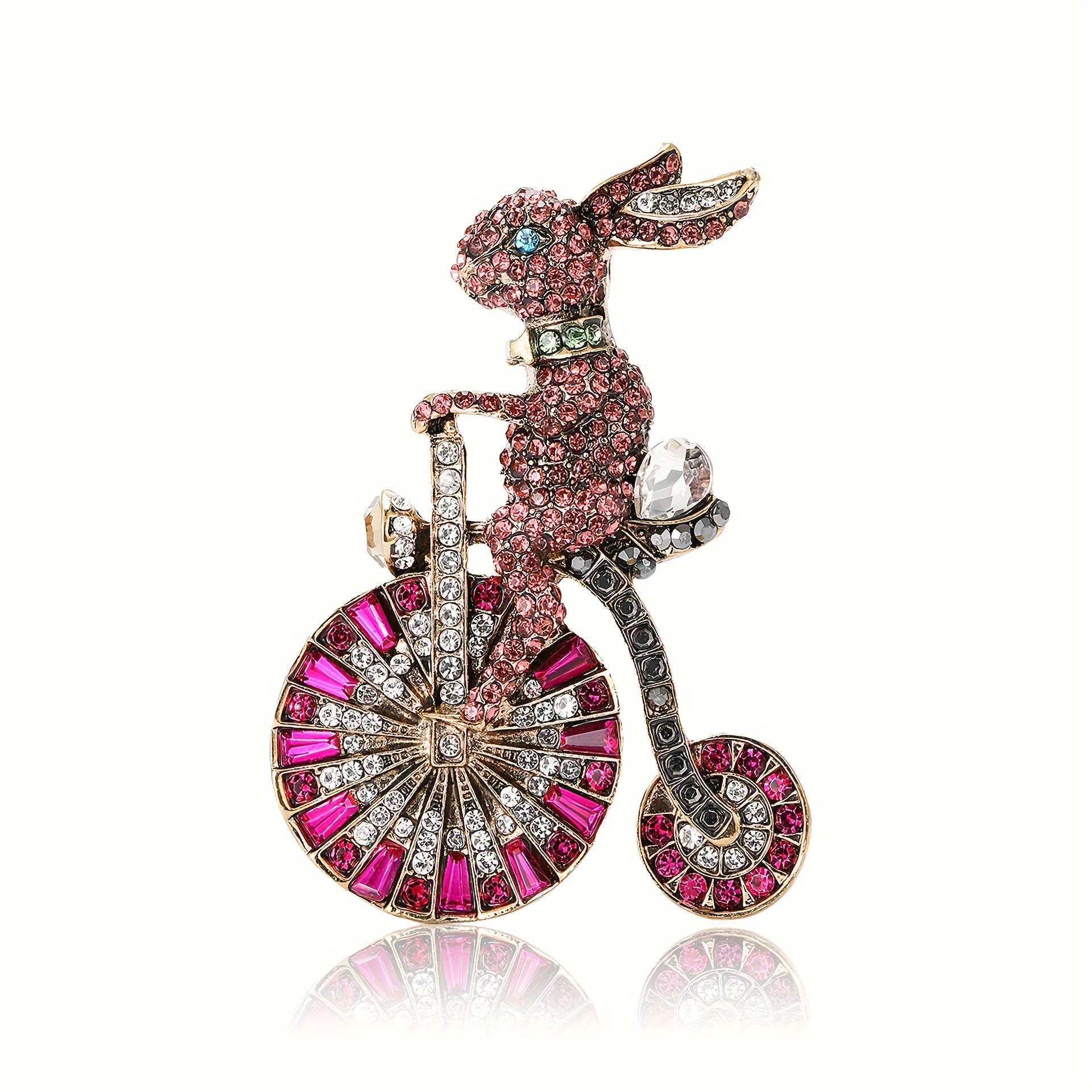 

1 Piece, Creative Cute Riding Rabbit Design Brooch, All Rhinestone Shiny Casual Alloy Lapel Badge, Used For Party Supplies, Clothing Packaging, Jewelry, Gifts, Photos, Props