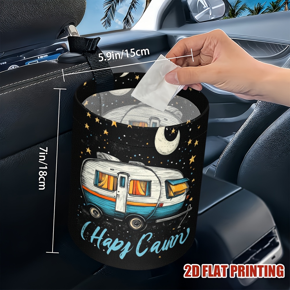 TEMU 1pc Van And Starry Night Car Trash Bin - Portable Waste Container For Vehicle Interior, Camping And Kitchen - Car Additions Storage For Men And