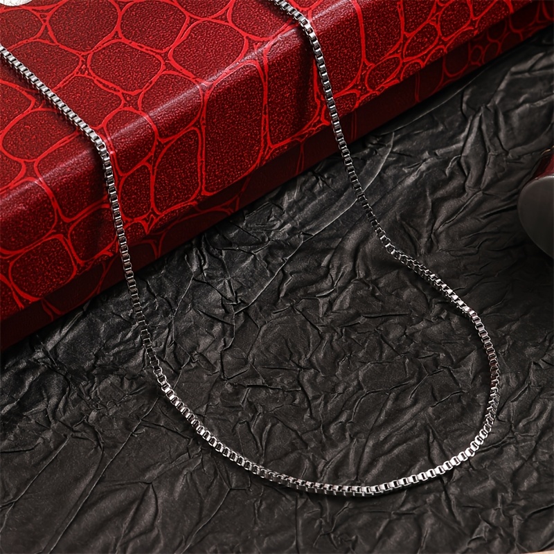 E-shop 1 Stück Herrenmode Edelstahl Boxkette Halskette, Easy Style, Elegante Schmuck Geschenk ohne Anhänger, 2 mm Boxkette, Geeignet für den täglichen