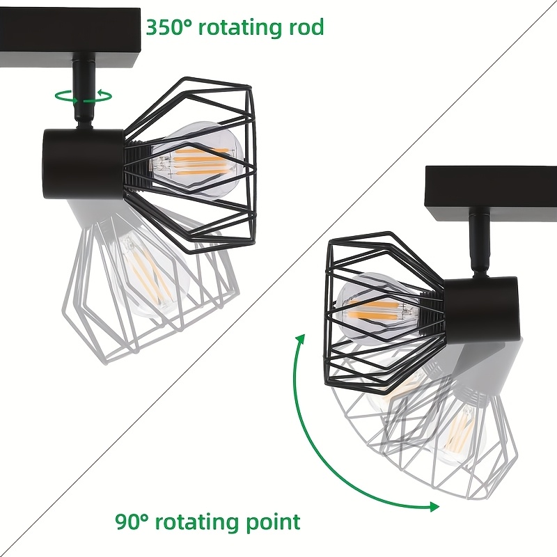 Adjustable Spot Light Fittings for Ceilings, Matt Black Wire Cage