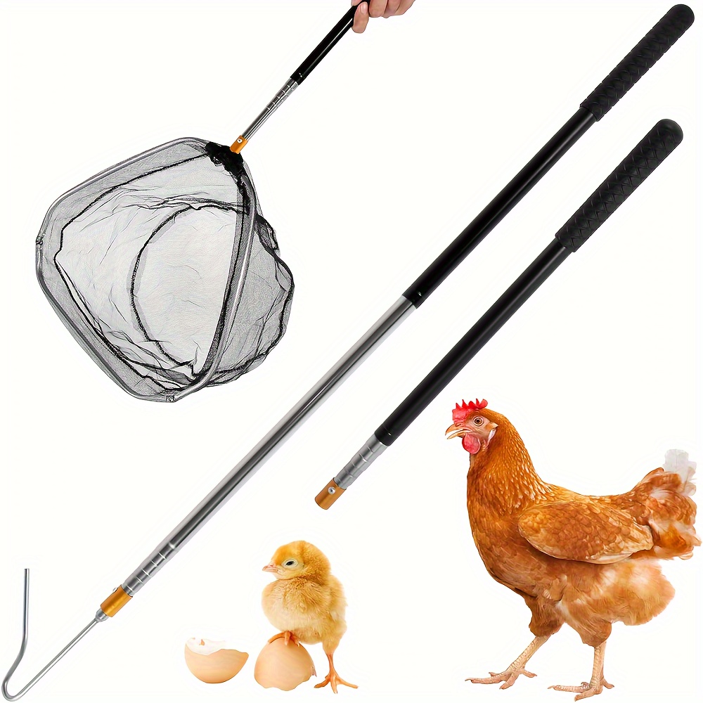 

4pcs Chicken Catching Kit With 58.5" Net, Non-slip Rubber Handle & Hook Head - Ideal For Small Poultry