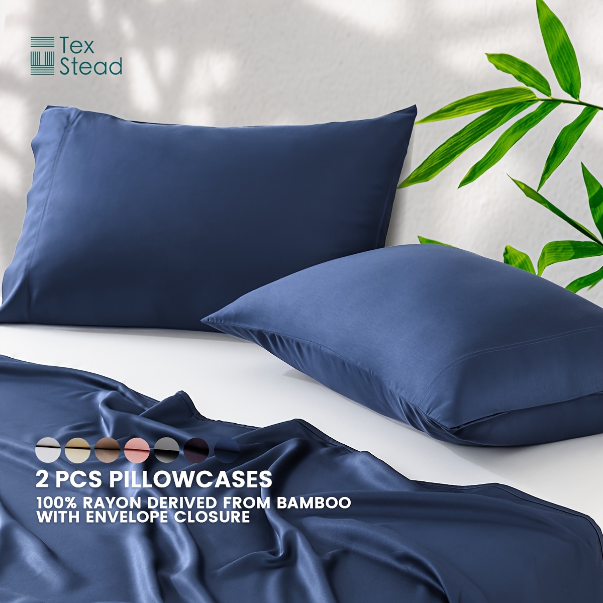 2pcs luxury bamboo fiber pillowcases soft breathable hypoallergenic 240tc covers in   machine washable details 9