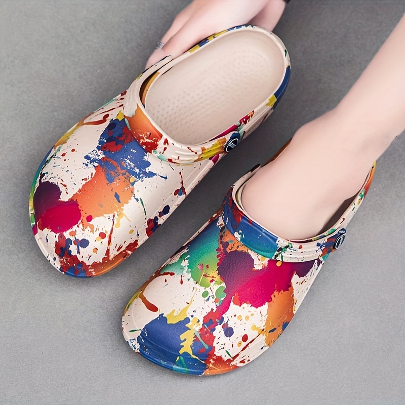 womens summer clogs breathable thick sole slip on sandals with   material for indoor outdoor use   solid color round toe design comfortable lightweight Product details 4