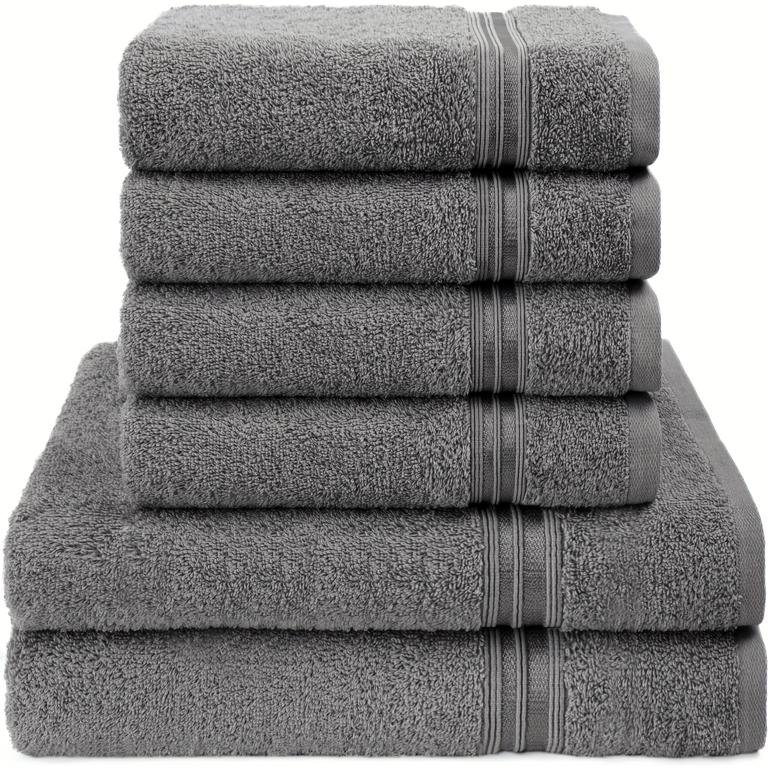 Image of 100% Cotton 6pcs Towel Set! 2 Large Bath Towels (70x140cm) + 4 Guest Towels (50x100cm), Soft, Skin-friendly & Super Absorbent, Decent For Daily Guest Reception, A For Christmas Gifts