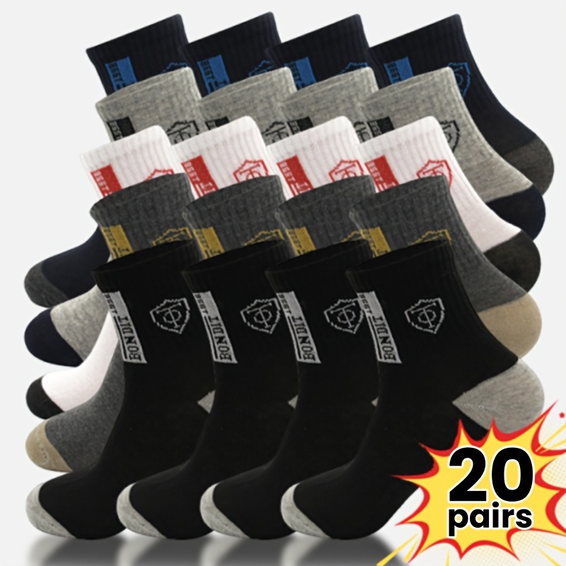 E-shop 20 Paar Herren Sportsocken für Alle Jahreszeiten, Bequem und Atmungsaktiv, Dicke Herbst- und Wintersocken