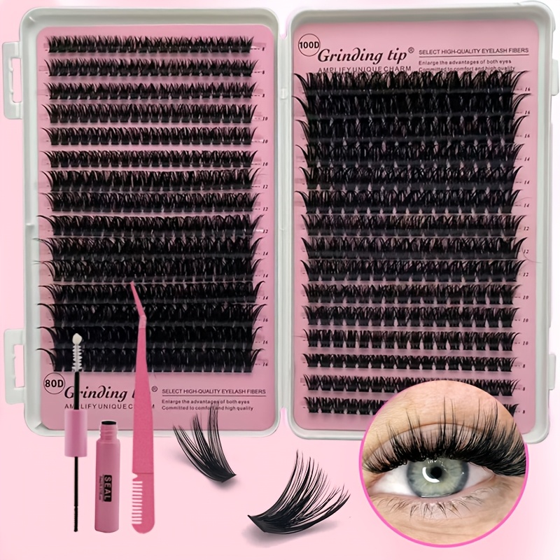 80/100d Self Grafting False Eyelash Set, Large Capacity False Eyelashes Reused, 8-16mm Self Grafting Clustered False Eyelashes Are Fluffy And Three-dimensional