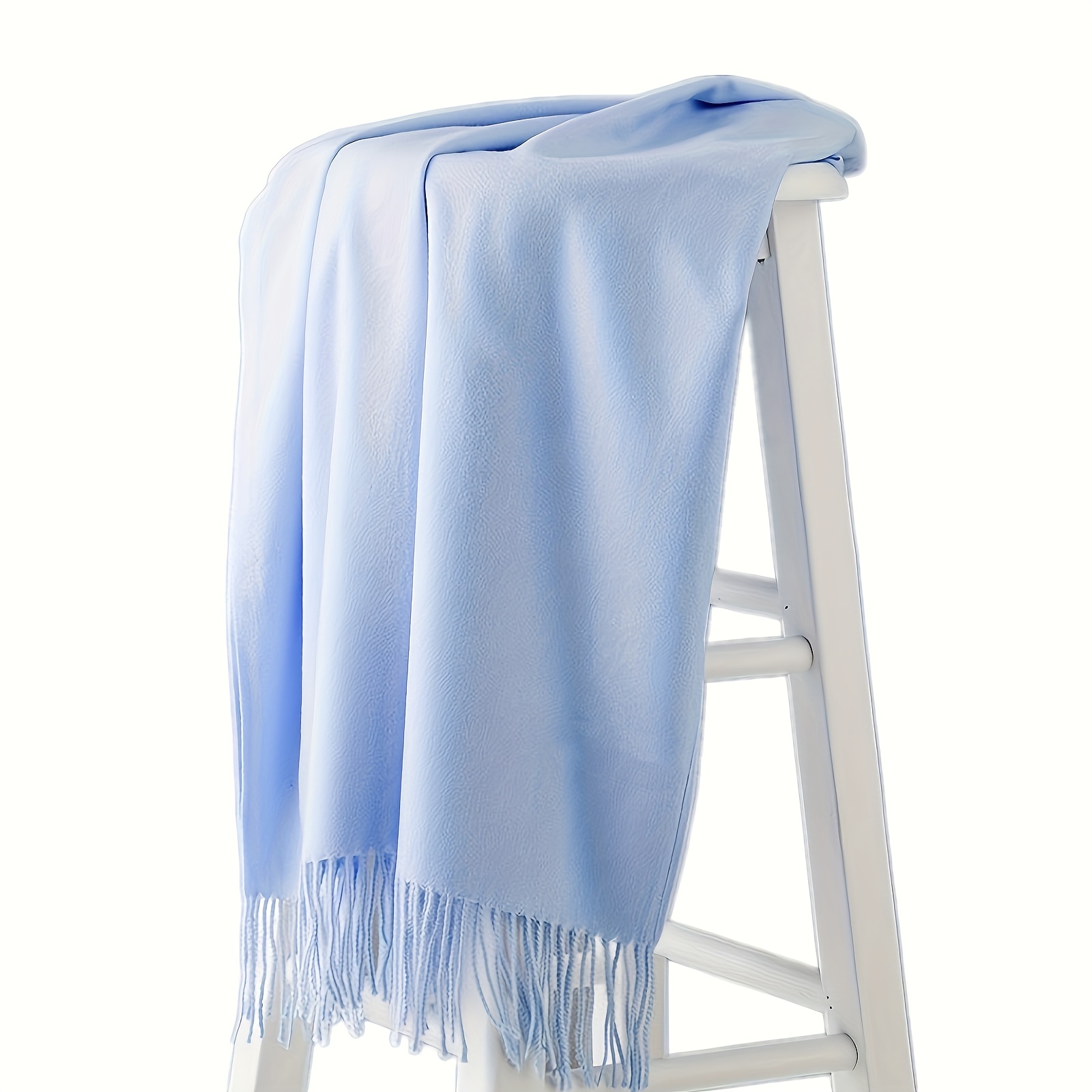 

Solid Color Tassel Scarf, Warm Cashmere Shawl, Mature Style Coldproof Versatile Inelastic Scarf For Women Men