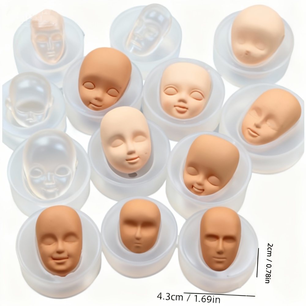 E-shop 13-teiliges Set Cartoon-Gesicht Silikonform Bastelset DIY Ton Gesicht Gipsform DIY Harz Schmuck Anhänger Tropfform